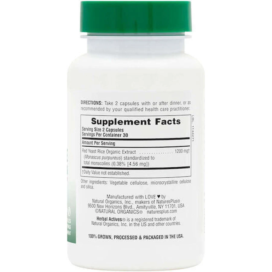 Nature's Plus Herbal Actives Red Yeast Rice 1200mg Dietary Supplement Special 60 растительных капсул: цены и характеристики