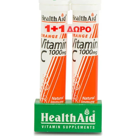 Health Aid Вітамін С 1000мг 2х Вітамін для зміцнення імунітету, шкіри та антиоксидантної дії 1000мг апельсин 40 табл. еф.: ціни та характеристики