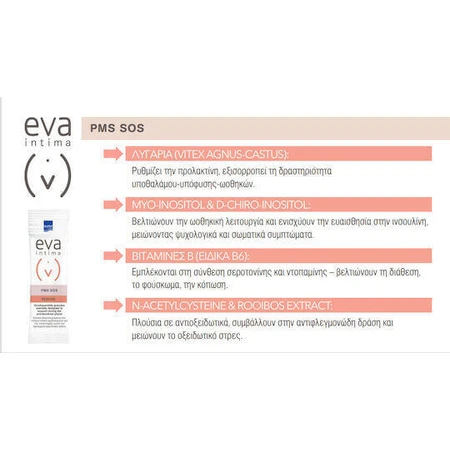 Eva Intima Pms SOS Пищевая добавка для поддержки предменструального периода 30 пакетиков: цены и характеристики