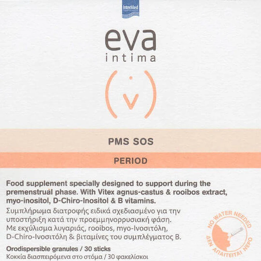 Eva Intima Pms SOS Пищевая добавка для поддержки предменструального периода 30 пакетиков: цены и характеристики