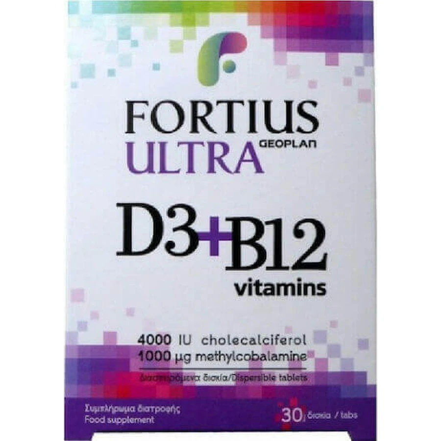 Geoplan Nutraceuticals Fortius Ultra D3 & B12 Витамины Мультивитамины для энергии, укрепления иммунной системы и здоровья яиц 4000iu 30 таблеток: цены и характеристики