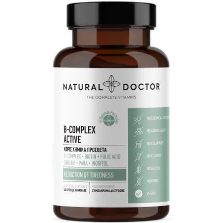 Активні вітаміни Natural Doctor B-Complex для зміцнення енергії, імунітету та нервової системи 60 рослинних капсул: ціни та характеристики