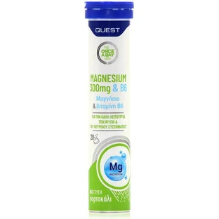 Quest Once A Day Magnesium 300mg & B6 300mg 20 шипучих таблеток с апельсиновым вкусом
