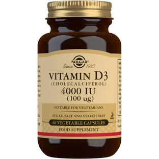 Solgar Vitamin D3 Вітамін для підтримки імунітету та здоров'я яєць 4000iu 60 x 1 вегетаріанські капсули