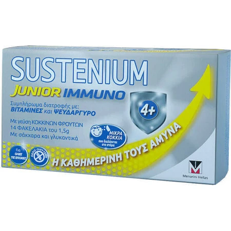 Menarini Sustenium Immuno Junior Мультивітамінний комплекс на всі сезони для зміцнення імунної системи Червоні фрукти 14 пакетиків: ціни та характеристики