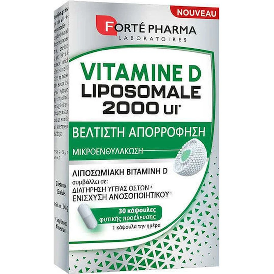 Forte Pharma Липосомальный витамин D для укрепления иммунной системы и здоровья яиц 2000iu 30 растительных капсул: цены и характеристики