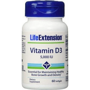 Life Extension Витамин D3 для поддержки иммунитета и здоровья яиц 5000iu 60 капс