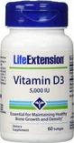 Life Extension Витамин D3 для поддержки иммунитета и здоровья яиц 5000iu 60 капс
