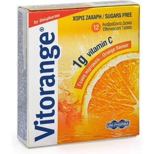 UNI-PHARMA Вітамін Vitorange для зміцнення імунної системи, шкіри та антиоксидантної дії 1000мг апельсин 12 табл. еф.