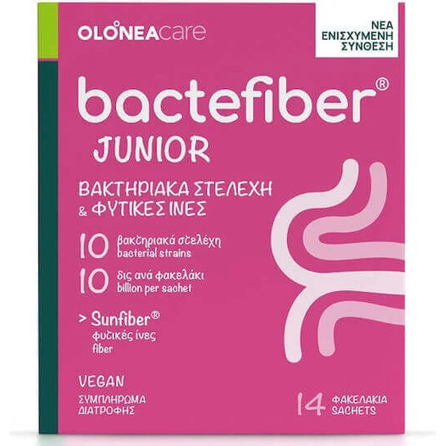 Olonea BacteFiber Junior Специальная диетическая добавка 14 пакетиков Клубника: цены и характеристики