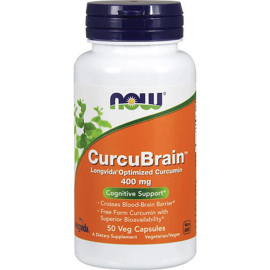 Now Foods Curcubrain Longvida 400 мг добавка для пам'яті 50 рослинних капсул: ціни та характеристики