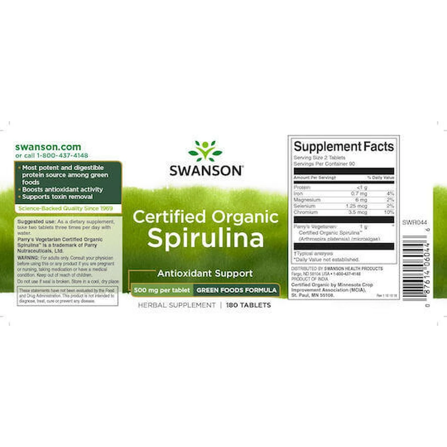 Swanson Certified Organic Spirulina 180 файлов: цены и характеристики