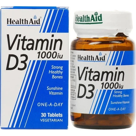 Health Aid Витамин D3 Витамин для укрепления иммунной системы и здоровья яиц 1000iu 30 x 1 таблетка: цены и характеристики