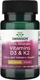 Swanson Extra Strength Vitamins D3 &amp; K2 Витамины для укрепления иммунной системы и здоровья яиц 60 растительных капсул