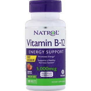 Natrol Быстрорастворимый витамин для здоровья нервной системы 5000 мкг Клубника 100 таблеток