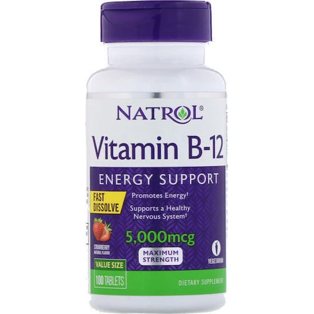 Natrol Быстрорастворимый витамин для здоровья нервной системы 5000 мкг Клубника 100 таблеток: цены и характеристики