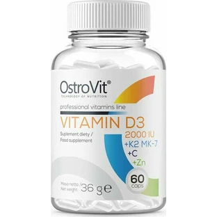 OstroVit Витамин D3 +K2 MK-7 + Vit C + Цинк Витамин для укрепления иммунной системы и здоровья яиц 2000iu 60 капс