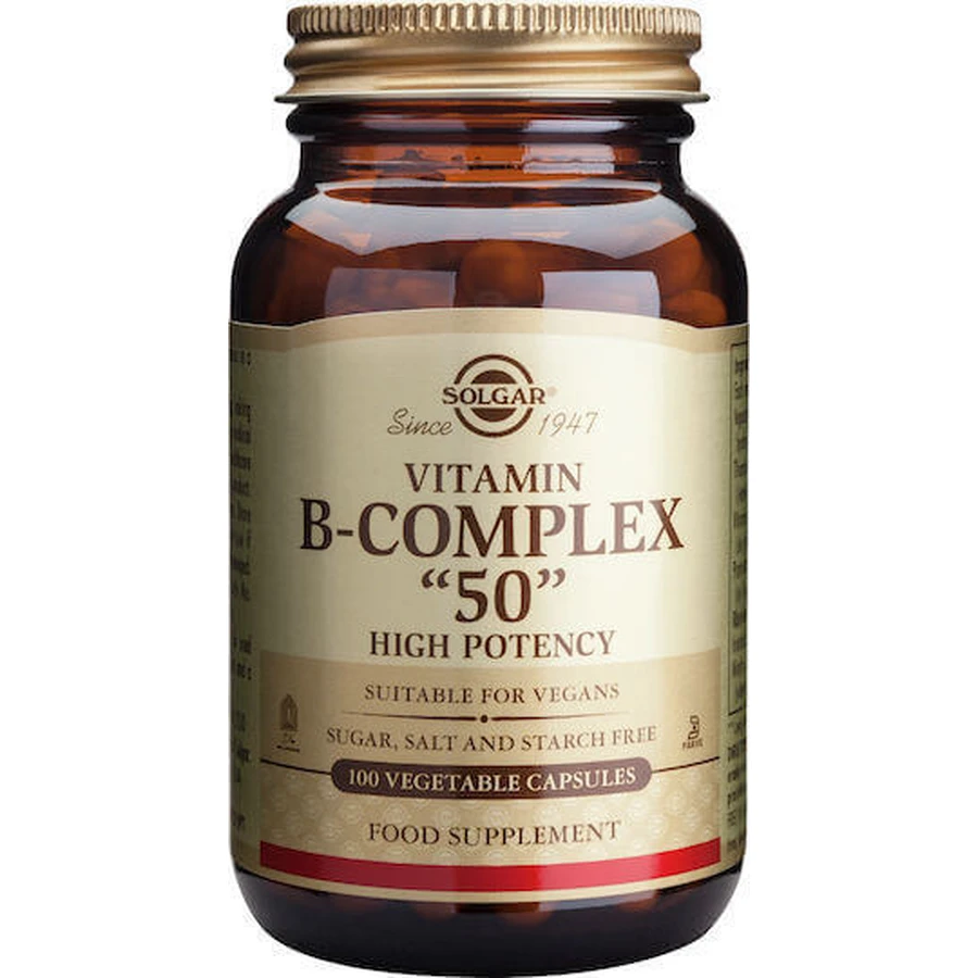 Solgar B-Complex "50" вітамінний комплекс для зміцнення енергії, імунітету та нервової системи 100 рослинних капсул: ціни та характеристики