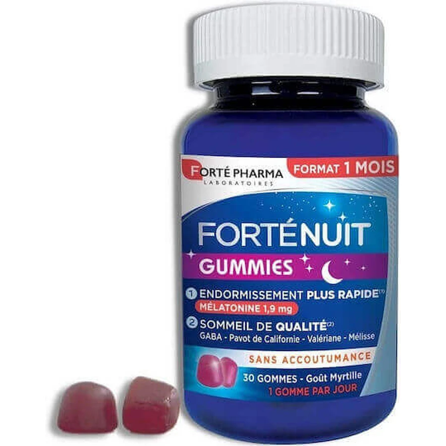 Forte Pharma Forte Nuit добавка для заспокоєння та сну 30 чорничних желейних цукерок: ціни та характеристики