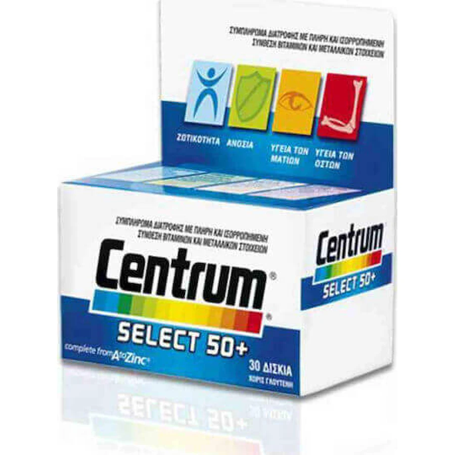 Centrum Select 50+ Мультивитамины для энергии и поддержки иммунной системы 30 таблеток: цены и характеристики