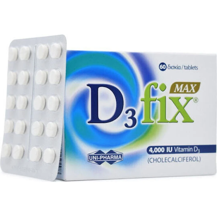 UNI-PHARMA D3 Fix Max Витамин для укрепления иммунной системы и здоровья яиц 4000iu 60 таблеток: цены и характеристики