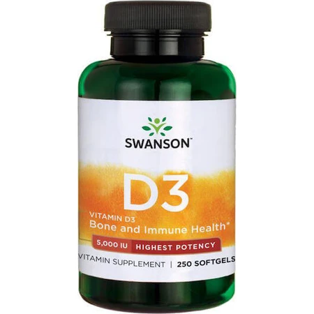 Swanson Vitamin D3 Вітамін для підтримки імунітету та здоров'я яєць 5000iu 250 м'яких гелів: ціни та характеристики