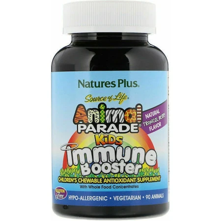 Nature's Plus Animal Parade Kids Immune Booster Мультивітамінний полівітамінний комплекс з тропічними фруктами 90 жувальних таблеток: ціни та характеристики