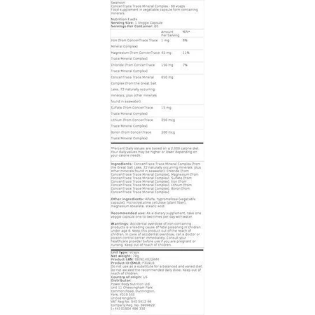Swanson ConcenTrace Multimineral Trace Complex 60 травяных капсул: цены и характеристики