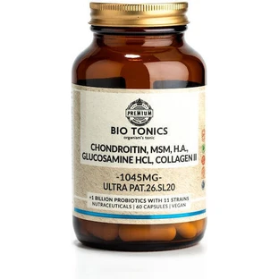 Bio Tonics Хондроитин, Msm, H.a. Glucosamine Hcl, Collagen II 1045mg Joint & Bone Health Supplement 60 caps