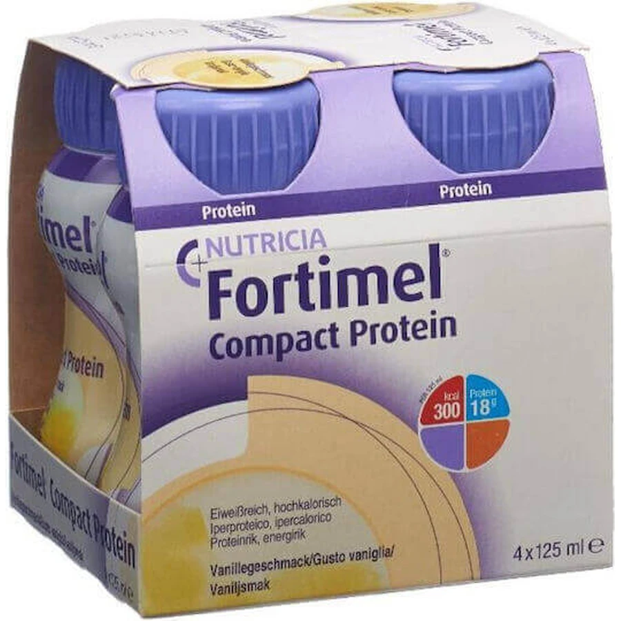 Nutricia Fortimel Фортимель Компакт Протеин Специальная пищевая добавка 4 х 31 мл Ваниль: цены и характеристики