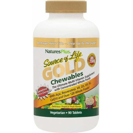Nature's Plus Source Life Золотий мультивітамін для енергії, зміцнення імунної системи та здоров'я птахів Тропічні фрукти 90 таблеток 90 жувальних таблеток: ціни та характеристики