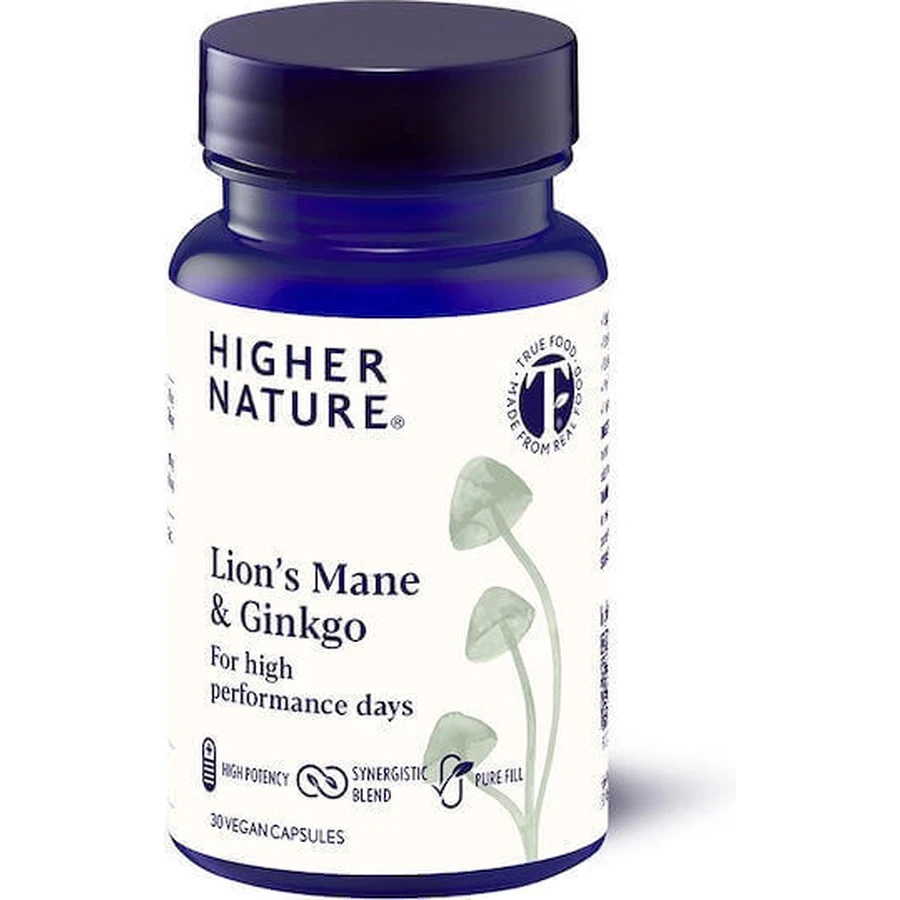 Higher Nature Лев'яча грива та гінкго 30 рослинних капсул: ціни та характеристики