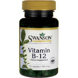 Swanson Vitamin B12 Вітамін для здоров'я нервової системи 500мкг 100 капс.