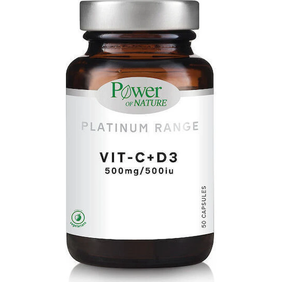 Power Of Nature Vit-C 500 мг + D3 500 МО Вітамін для зміцнення імунітету, шкіри та антиоксидантної дії 500 МО 50 капс.: ціни та характеристики