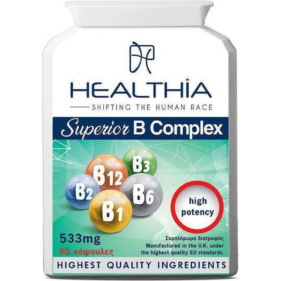Healthia Superior B Vitamin Complex for Energy, Immune & Nervous System Strengthening 533mg Vitamins 60 caps: цены и характеристики
