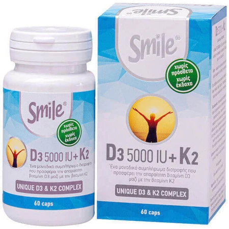 AM Health Smile Витамин D3 5000iu + витамин K2 для укрепления иммунной системы и здоровья яиц 5000iu 60 капс: цены и характеристики