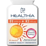 Мультивітамінний комплекс Healthia D3 D3 3000iu & K2 100мг для зміцнення імунної системи та здоров'я яєць 3000iu 100мг 90 капс.