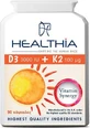Мультивітамінний комплекс Healthia D3 D3 3000iu &amp; K2 100мг для зміцнення імунної системи та здоров'я яєць 3000iu 100мг 90 капс.