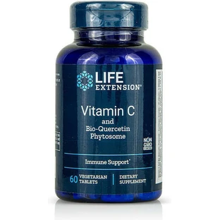 Life Extension Vitamin C & Bio-Quercetin Phytosome Фитосома витамина для укрепления иммунной системы, кожи и антиоксидантного действия 1000 мг 60 растительных капсул