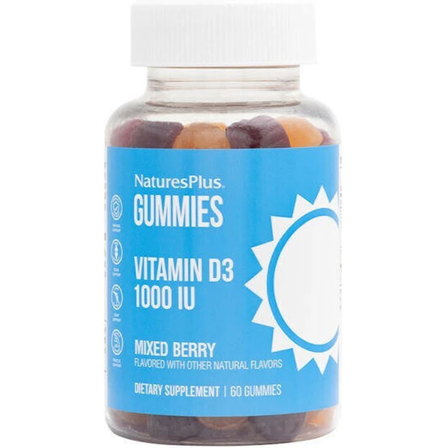 Nature's Plus Gummies Вітамін D3 Вітамін D3 для зміцнення імунної системи та здоров'я яєць 1000iu Змішані ягоди 60 х 1 желе 60 х 1 желе 60 х 1 желе: ціни та характеристики