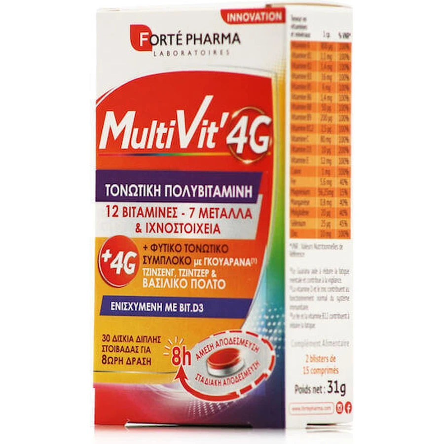 Forte Pharma MultiVit Multivitamin Мультивитамины для энергии, укрепления иммунной системы и здоровья яиц подходят для взрослых 50+ 30 таблеток 30 капс: цены и характеристики