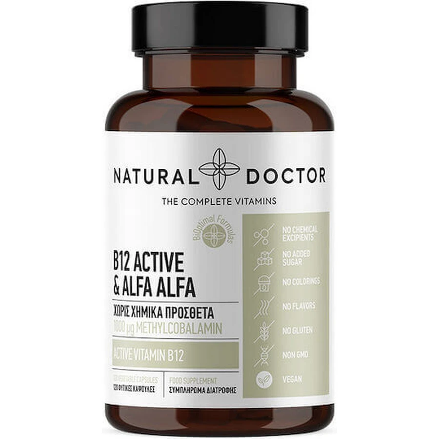 Natural Doctor B12 Active & Alpha Альфа-витамин для здоровья нервной системы 120 растительных капсул: цены и характеристики