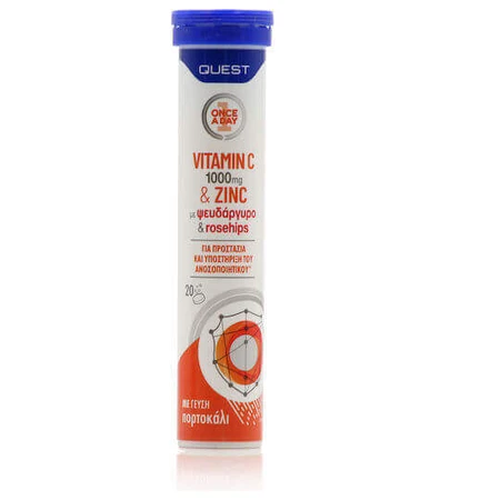 Полівітамінний комплекс Quest Vitamin C 1000mg & Zinc для енергії та зміцнення імунної системи 1000mg Orange 20 таб. еф.: ціни та характеристики