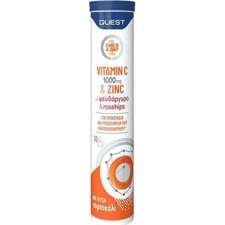 Полівітамінний комплекс Quest Vitamin C 1000mg & Zinc для енергії та зміцнення імунної системи 1000mg Orange 20 таб. еф.: ціни та характеристики