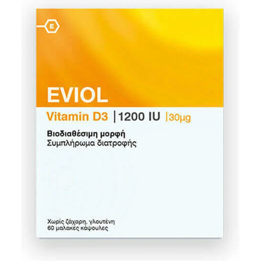 Eviol Vitamin D3 Вітамін для зміцнення імунної системи та здоров'я яєць 1200iu 60 x 1 м'які капсули: ціни та характеристики