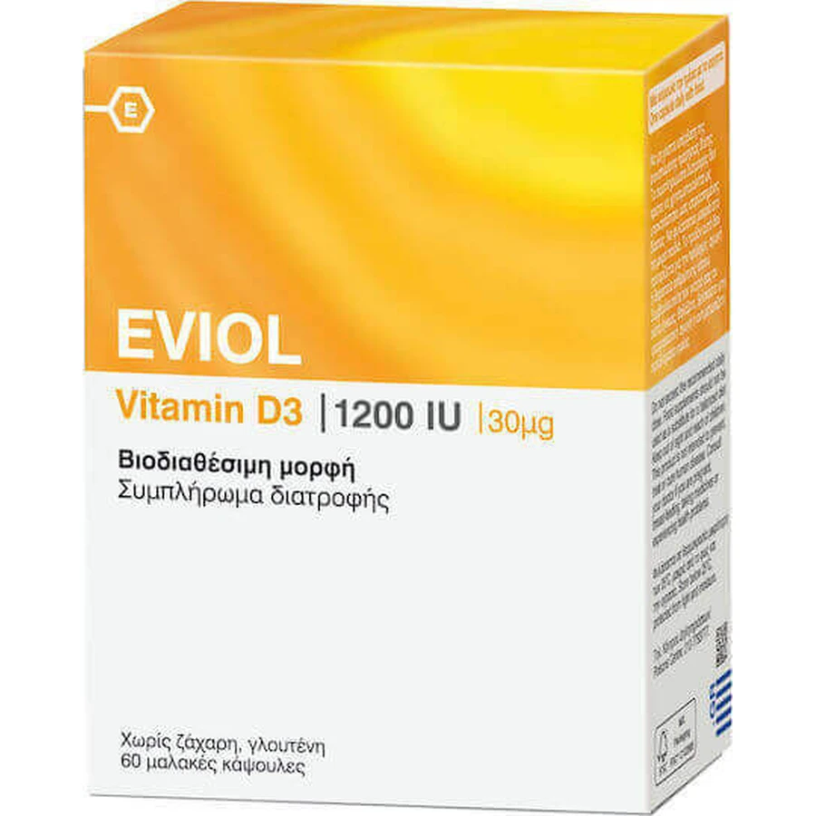 Eviol Vitamin D3 Вітамін для зміцнення імунної системи та здоров'я яєць 1200iu 60 x 1 м'які капсули: ціни та характеристики