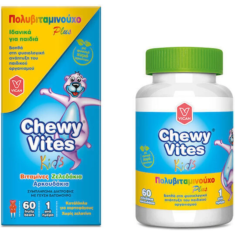 Vican Chewy Vites Kids Multi Vitamin Plus Мультивитамины для укрепления иммунной системы, волос и кожи 60 желейных конфет: цены и характеристики