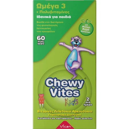 Vican Chewy Chewy Vites Омега 3 та мультивітаміни Мультивітаміни для енергії, зміцнення імунної системи та волосся 60 х 1 драже 60 х 1 драже: ціни та характеристики