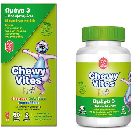 Vican Chewy Chewy Vites Омега 3 та мультивітаміни Мультивітаміни для енергії, зміцнення імунної системи та волосся 60 х 1 драже 60 х 1 драже: ціни та характеристики