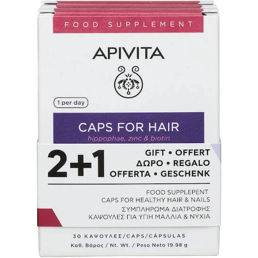 Apivita Caps For Hair Food Supplement Special 3 x 10 капсул: цены и характеристики